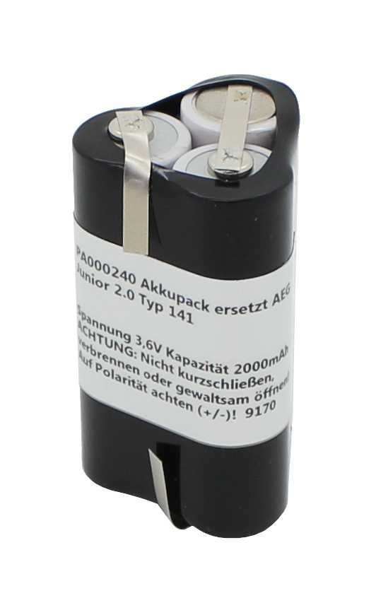 Bild von Akkupack NiMH 3,6V 2000mAh D1x3 Sanyo HR-3UTG Eneloop Mignon mit Lötfahnen ersetzt AEG Junior 2.0 Typ 141 Ni-MH 3,6V