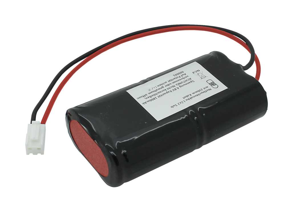 Bild von Notleuchtenakku NiCd 4,8V 1800mAh L2x2 Sub-C mit 200mm Kabel und Stecker passend für CEAG SV EURO 4L LED 40071354776