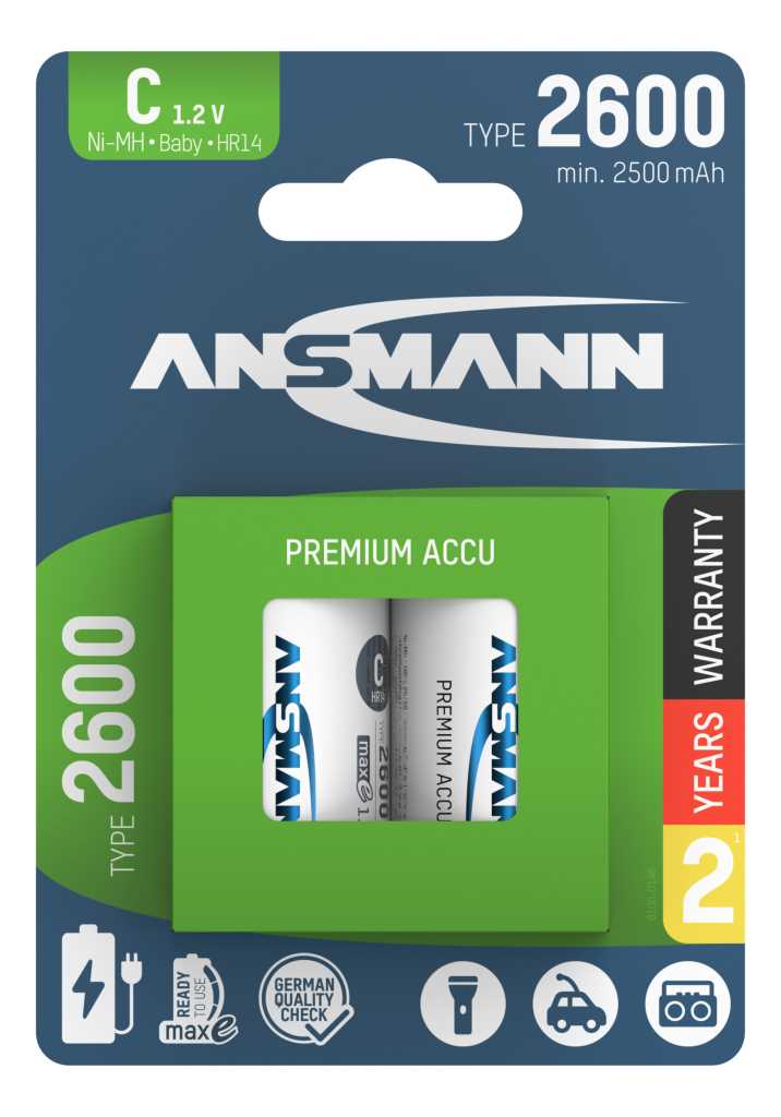 Bild von Ansmann NiMH-Akku Baby 2500mAh 1313-0002 2er Blister