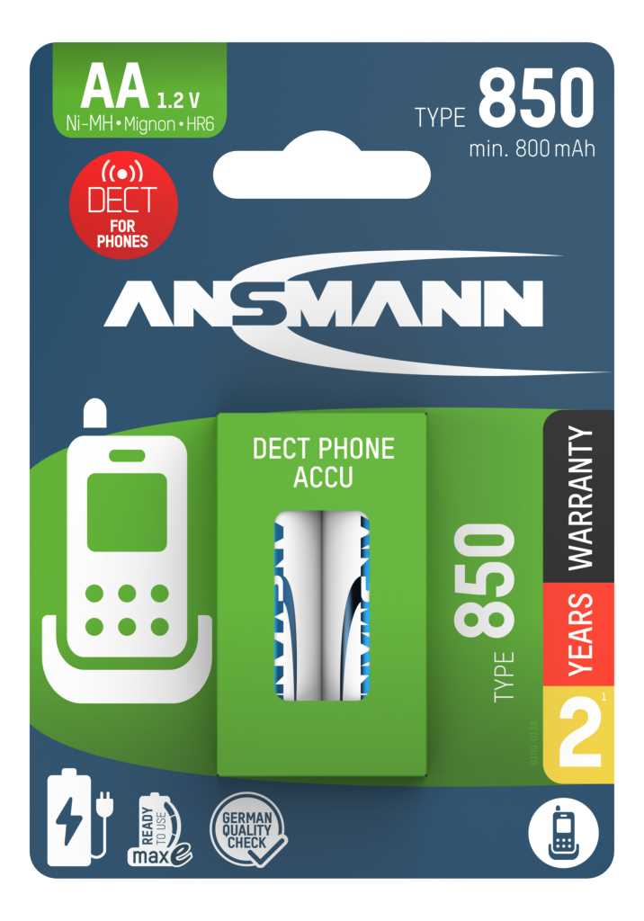 Bild von Ansmann NiMH-Akku Mignon 800mAh Dect 1312-0025 2er Blister