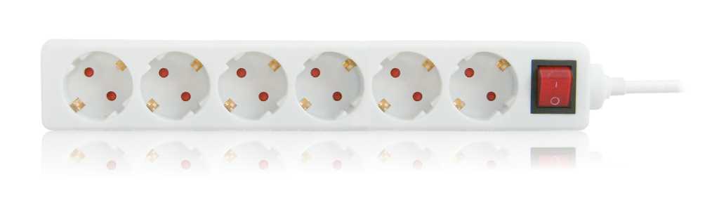 Bild von Steckdosenleiste 6x Schutzkontakt mit 3,0m Zuleitung und Schalter weiß