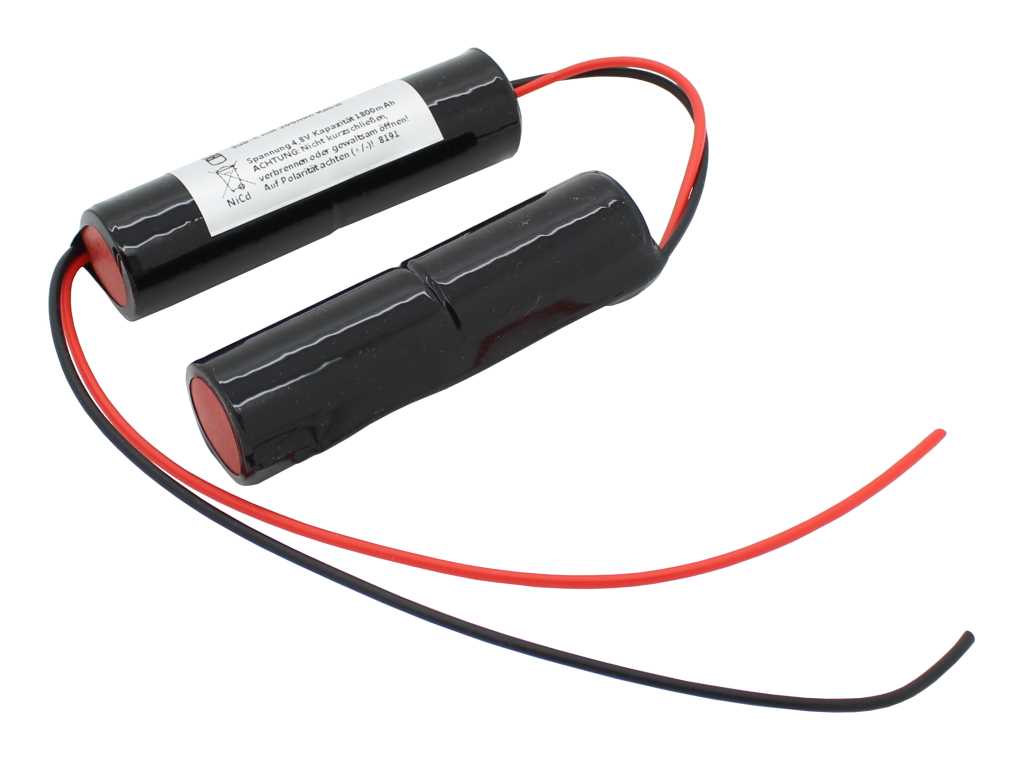 Bild von Notleuchtenakku NiCd 4,8V 1800mAh 2x L1x2 Sub-C mit 200mm Kabel